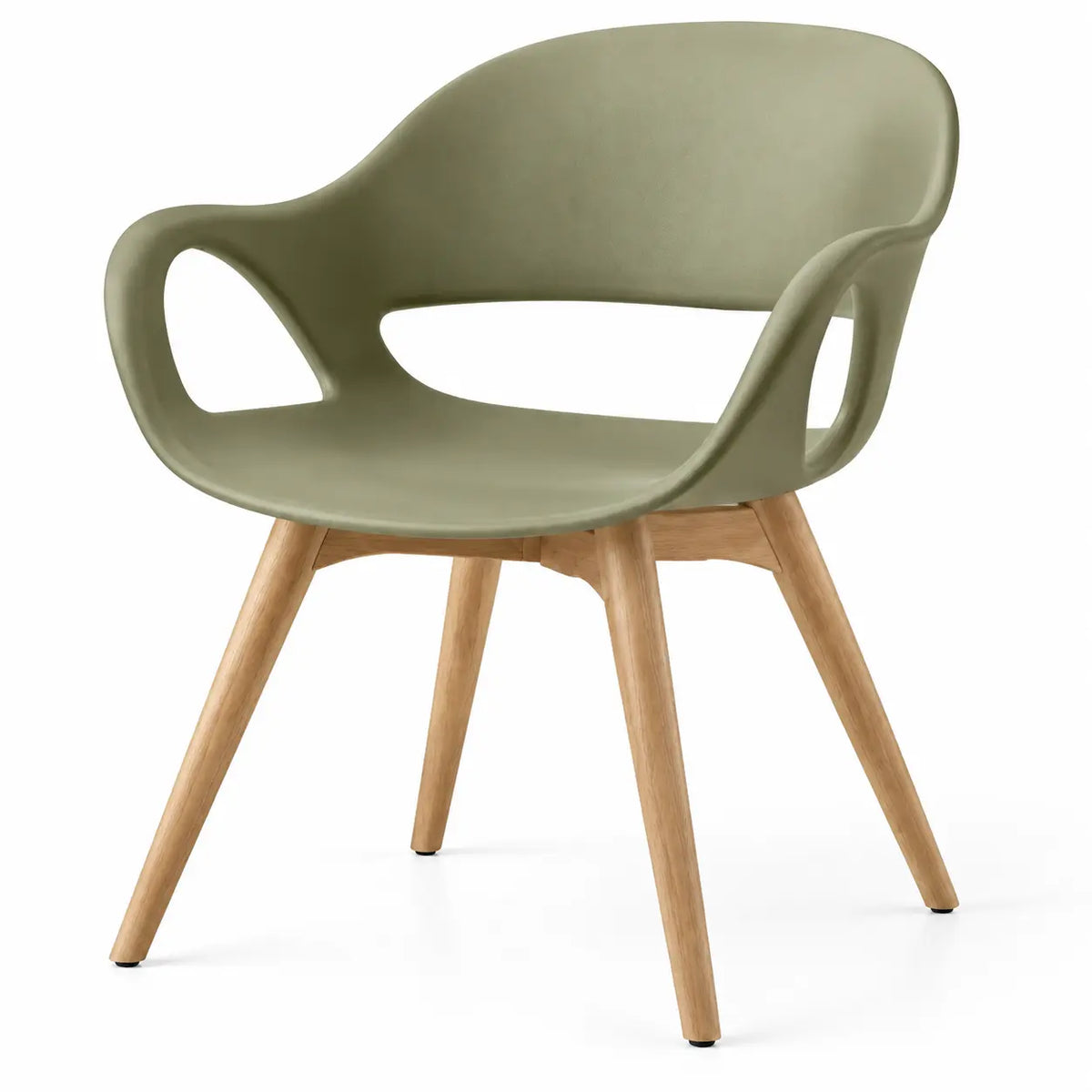 Silla con respaldo de contorno redondeado, verde y marrón