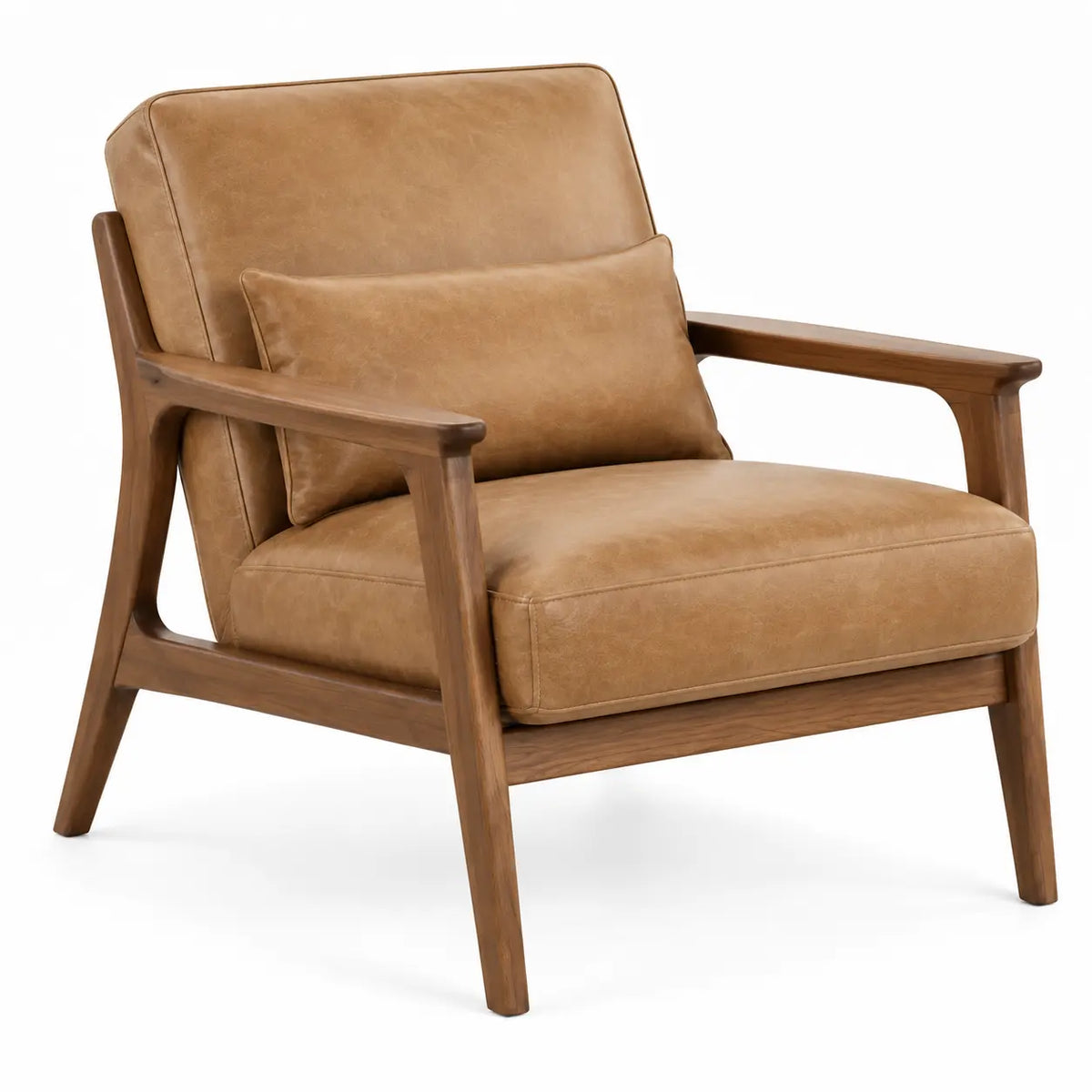 Sillón tapizado con patas elevadas, marrón