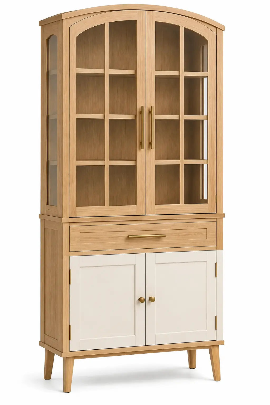 Vitrina de almacenamiento, marrón y blanco
