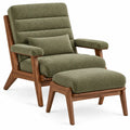 Sillón con reposapiés con respaldo alto, verde y marrón