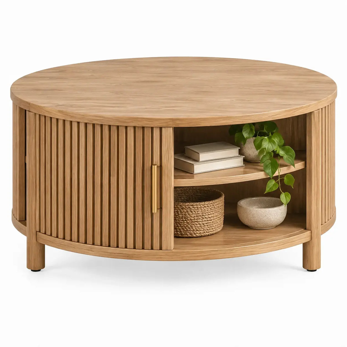 Mesa de centro de contorno redondeado, marrón
